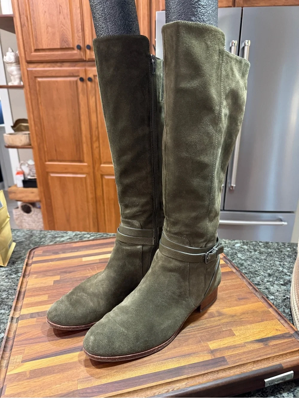 Via Spiga Olive Green Suede Over-the-Knee Boots